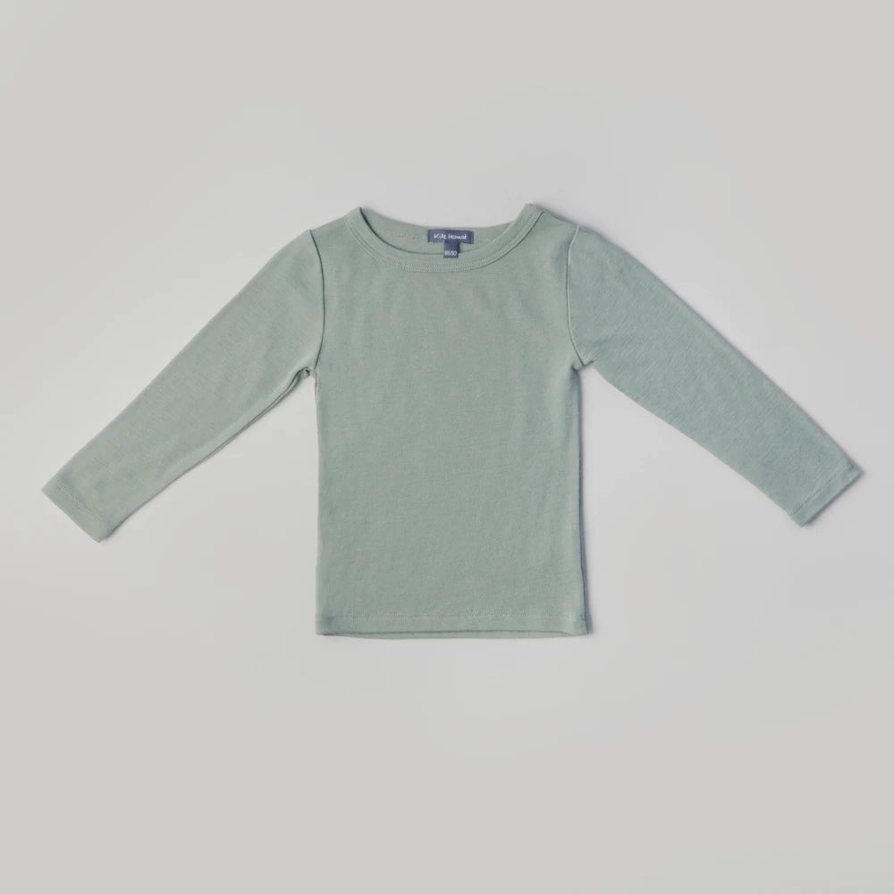 Shirt aus Bio-Merino-Schurwolle in Sage, Vorderansicht