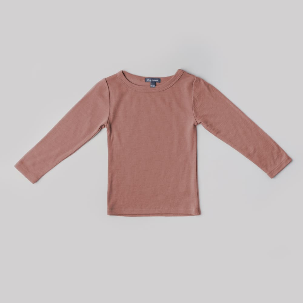 Kuscheliges Shirt aus 100% Bio-Merino-Schurwolle für Kinder in Dusty Rose - ideal zum unten drunter ziehen (Gr. 86/92-134/140).