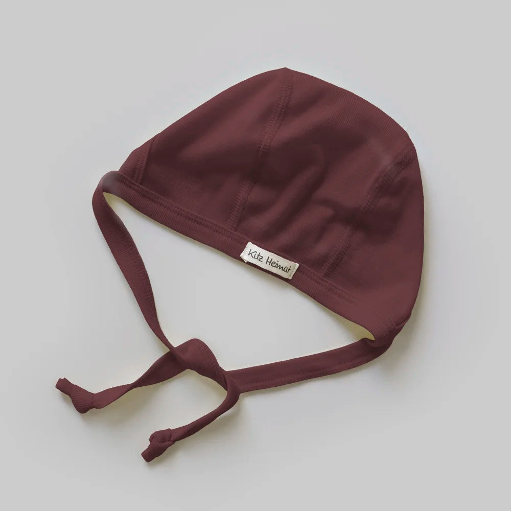 Babyhäubchen/Bonnet Merino - Burgundy