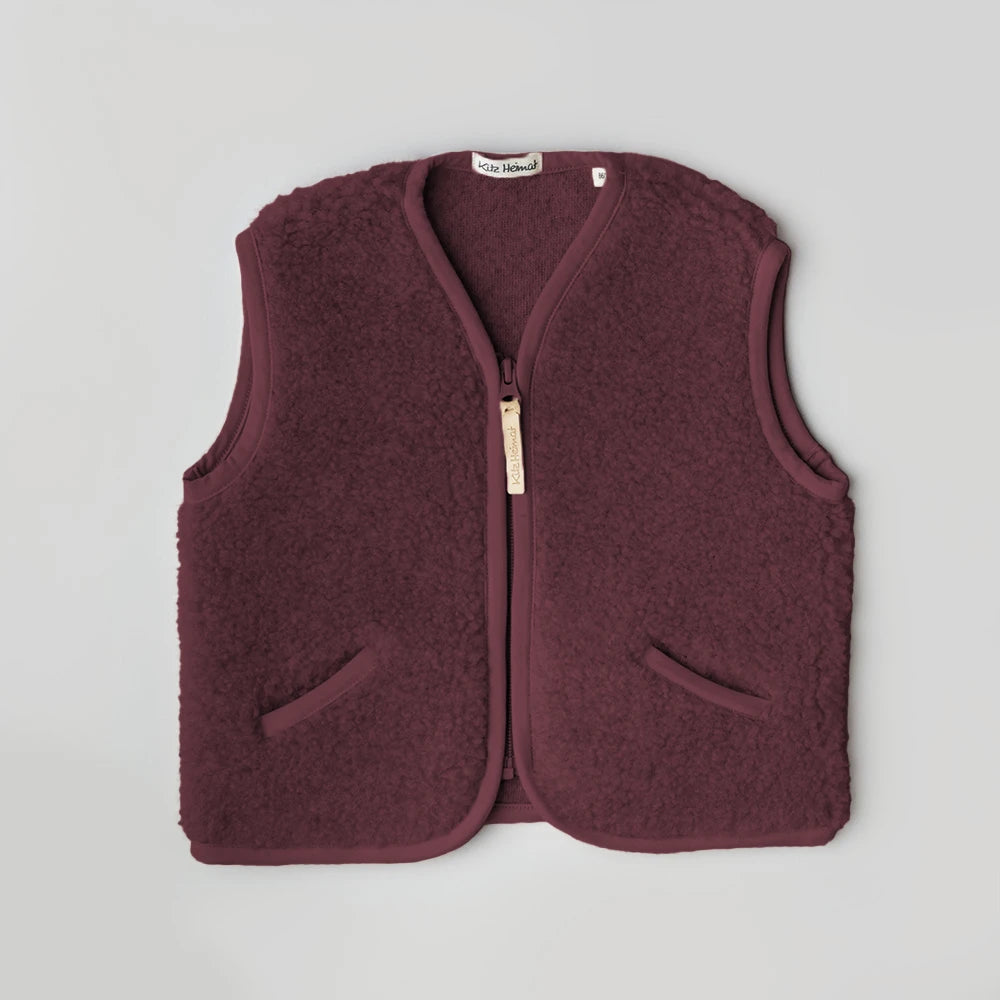 Wollplüschweste - Burgundy/Burgundy