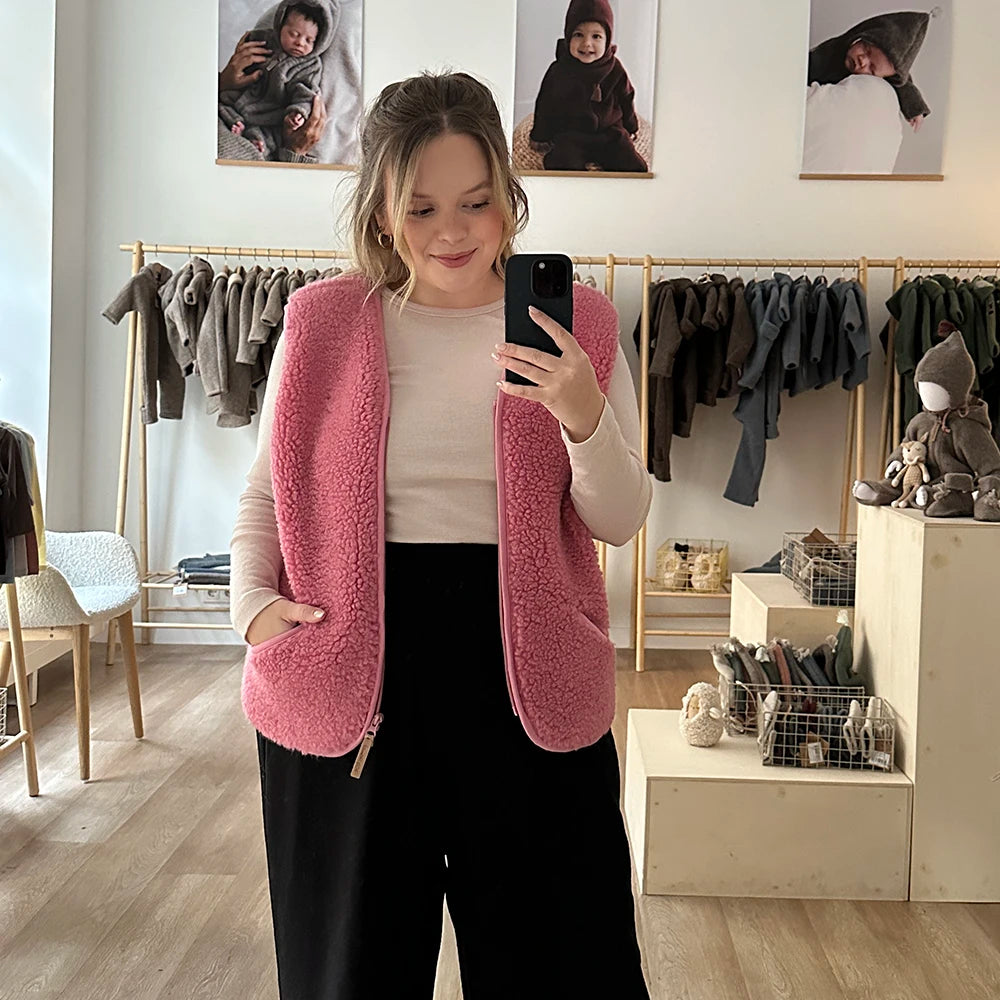Damen Wollplüschweste - Dusty Pink