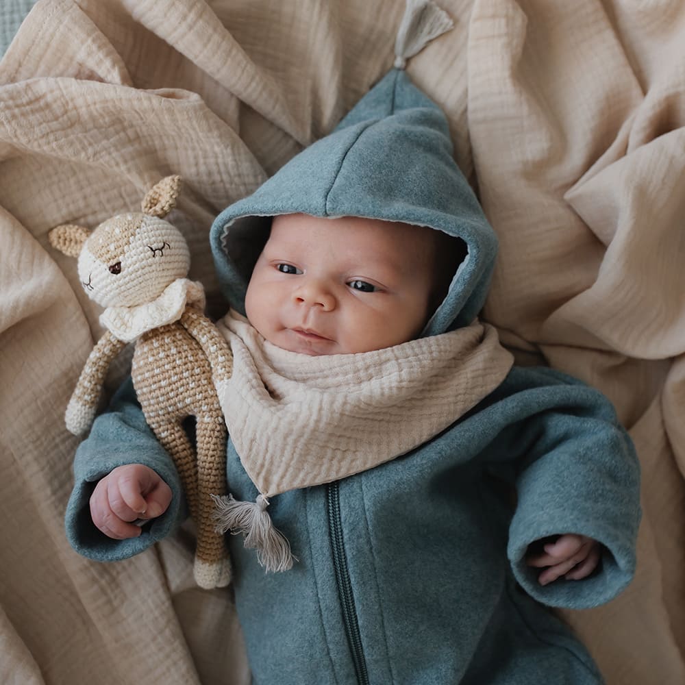 Overall in Ocean/Light Ocean aus 100% Bio-Baumwollfleece für Babys und Kleinkinder (Gr. 50-86/92).