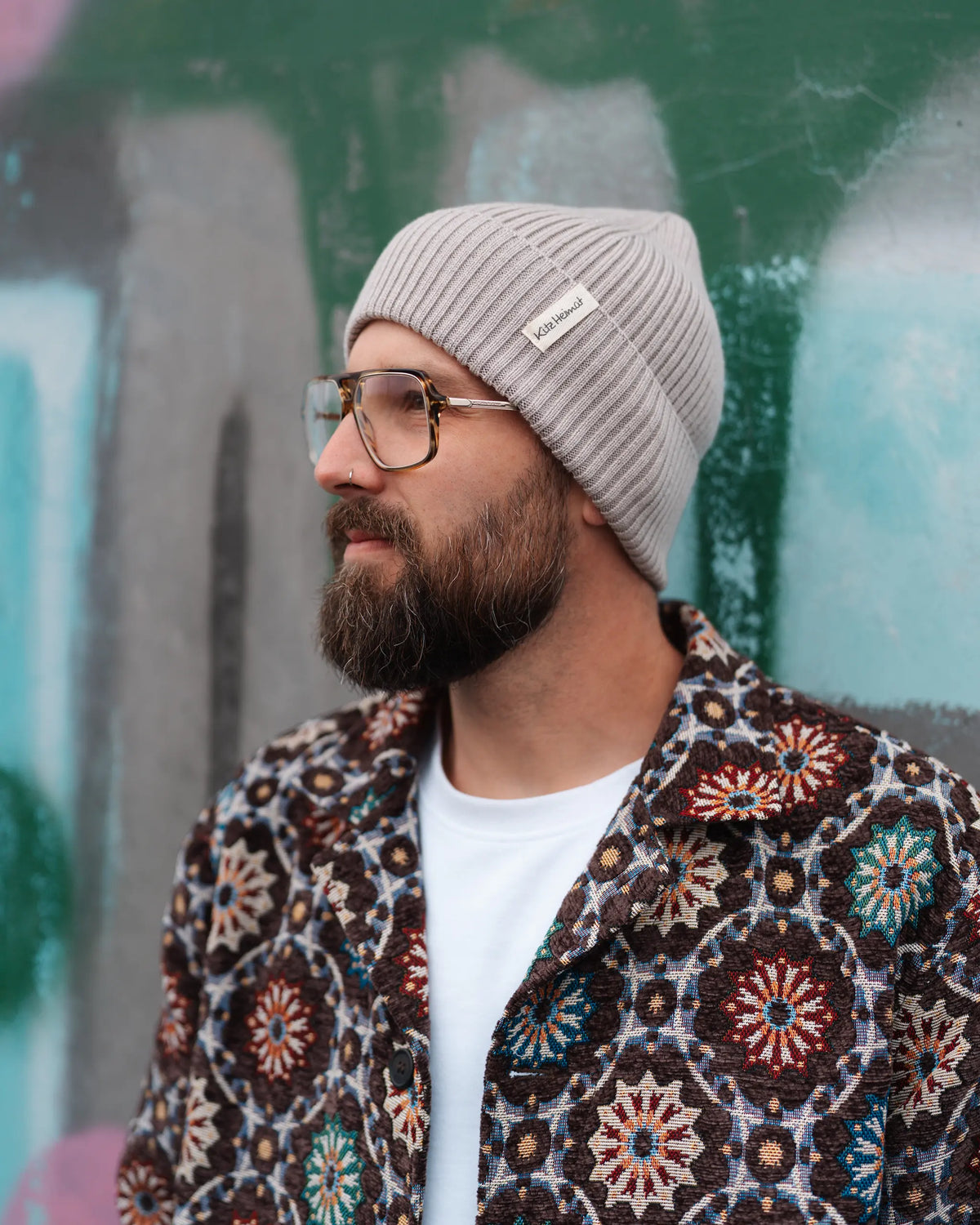 Merino Strick Beanie Adult - Greige