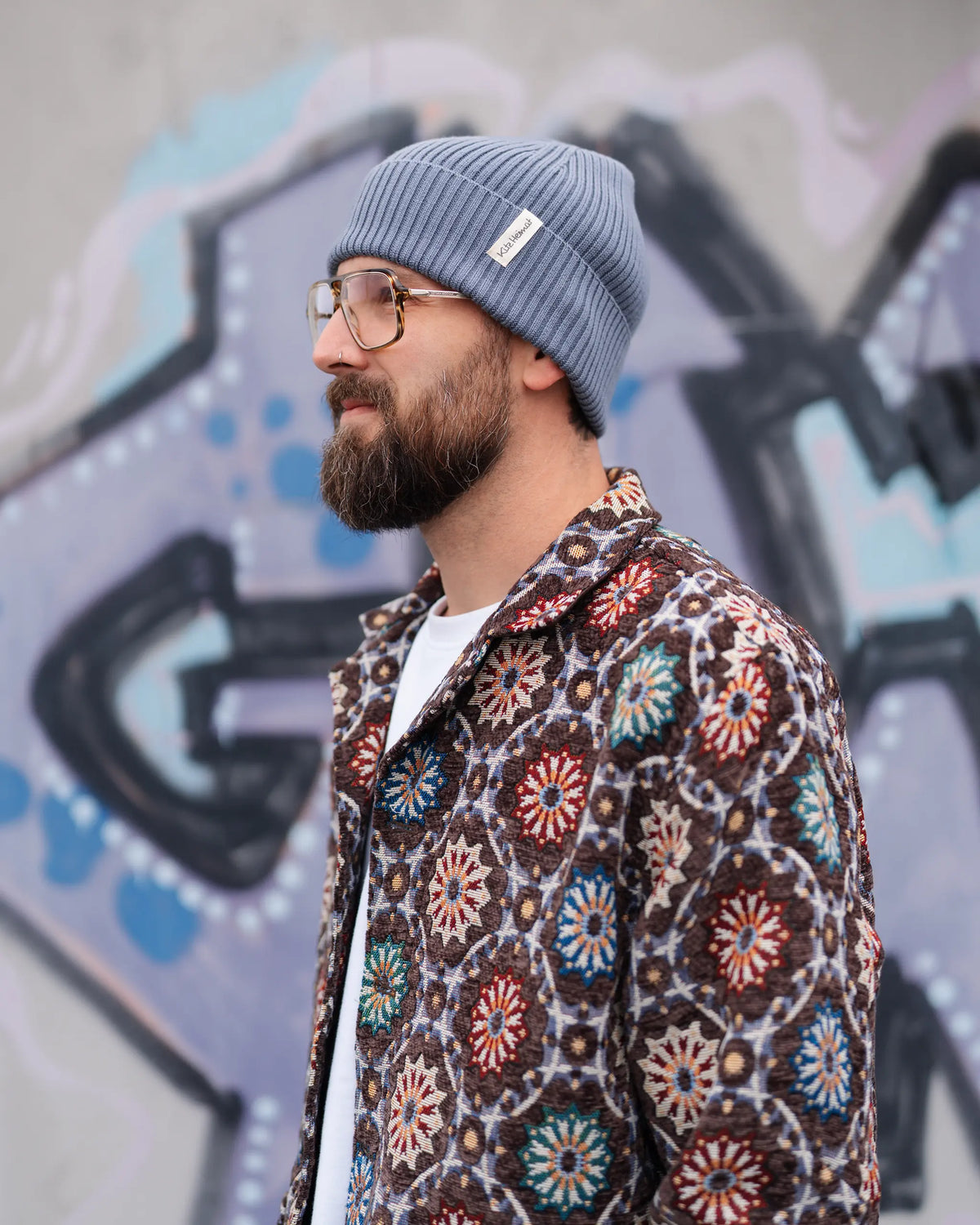 Merino Strick Beanie Adult - Cloudy Blue
