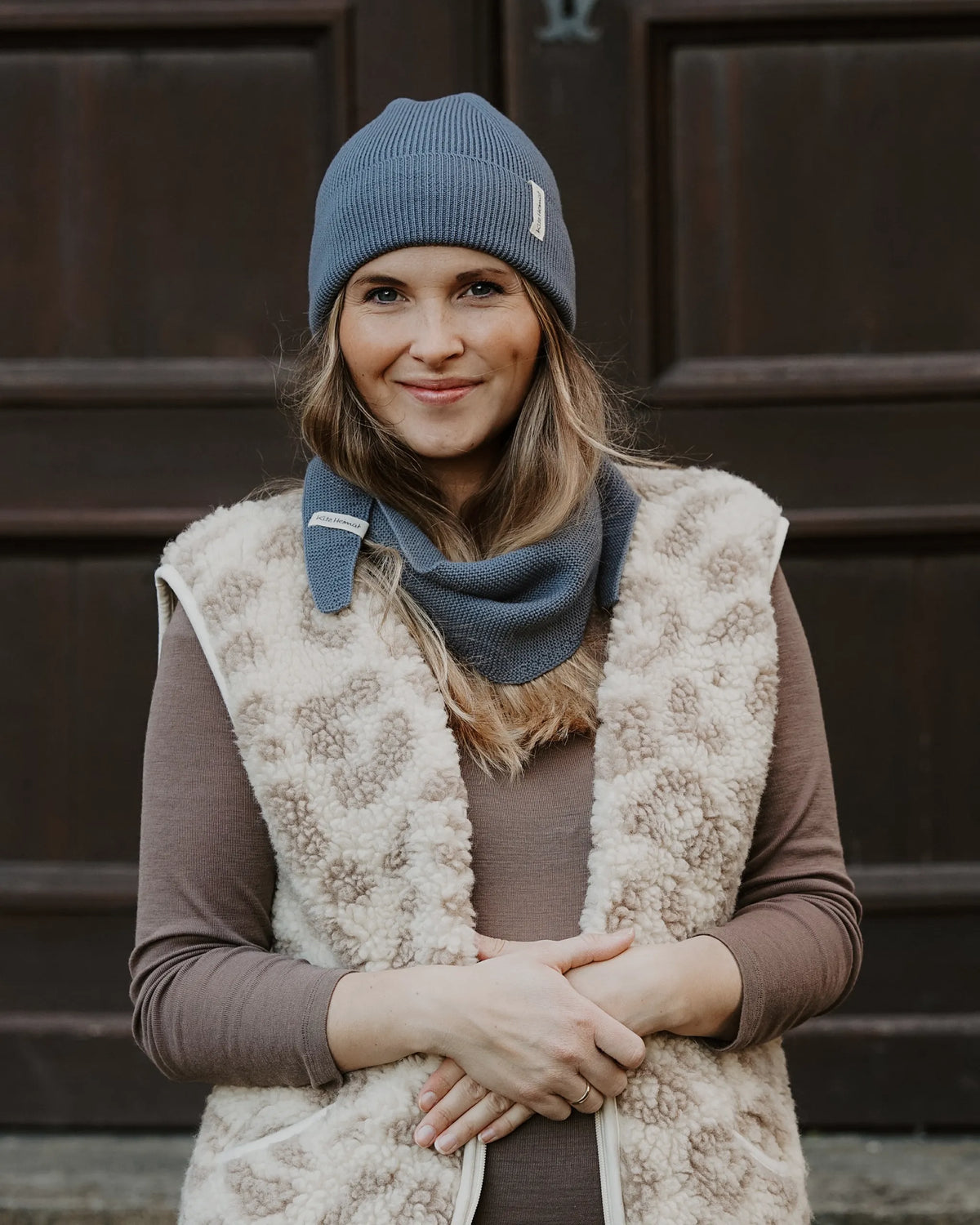 Merino Strick Beanie Adult - Cloudy Blue