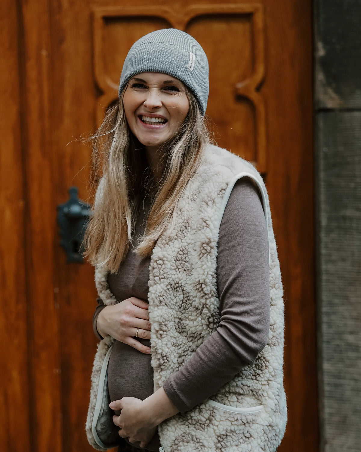 Merino Strick Beanie Adult- Sky Grey