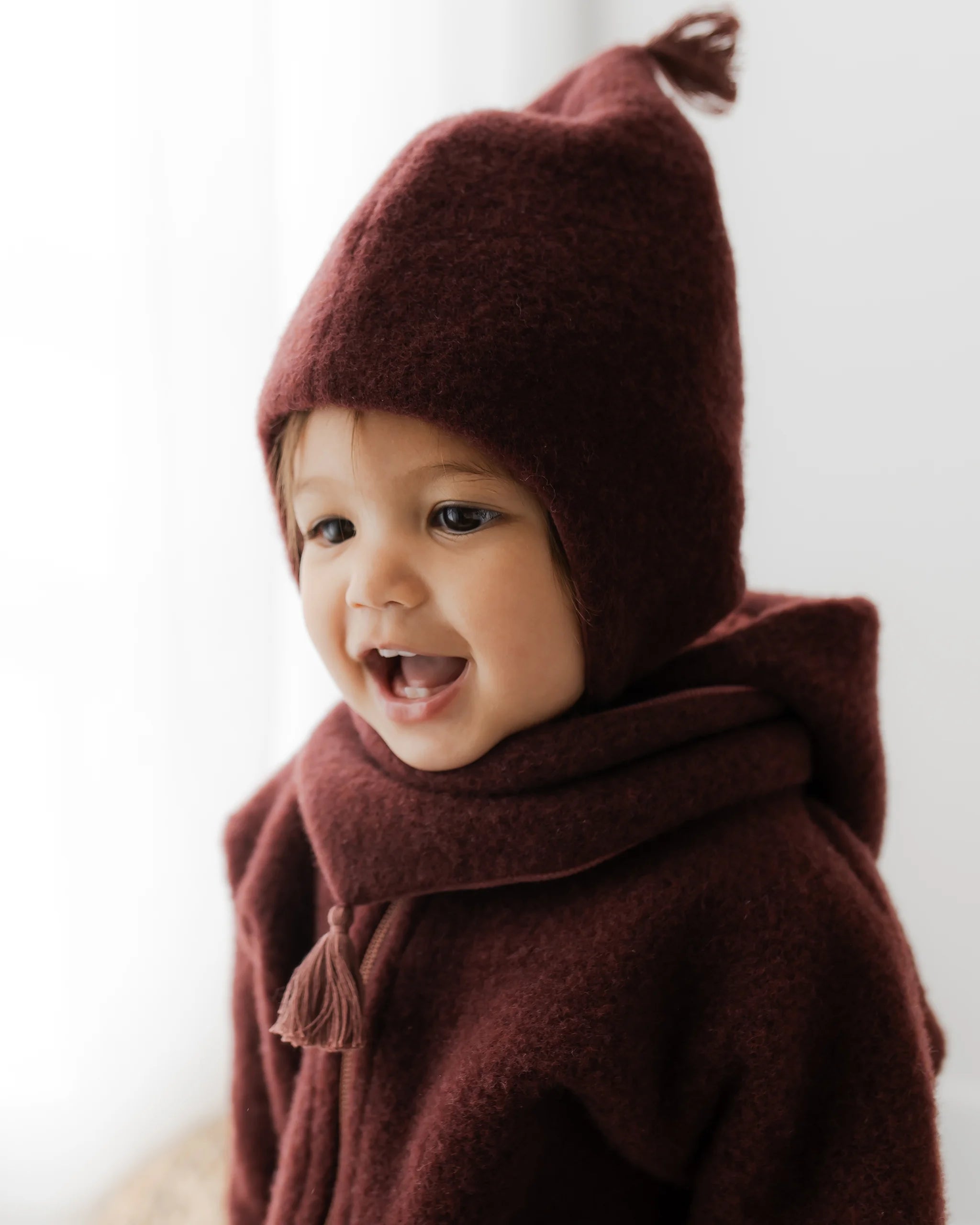 Wollfleece Babymütze - Burgundy/Burgundy