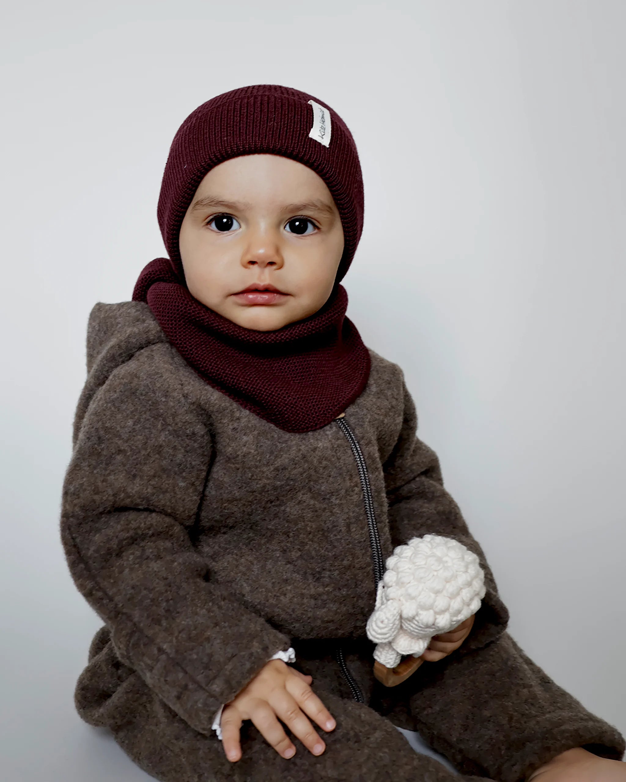 Merino Strick Beanie Kids - Burgundy