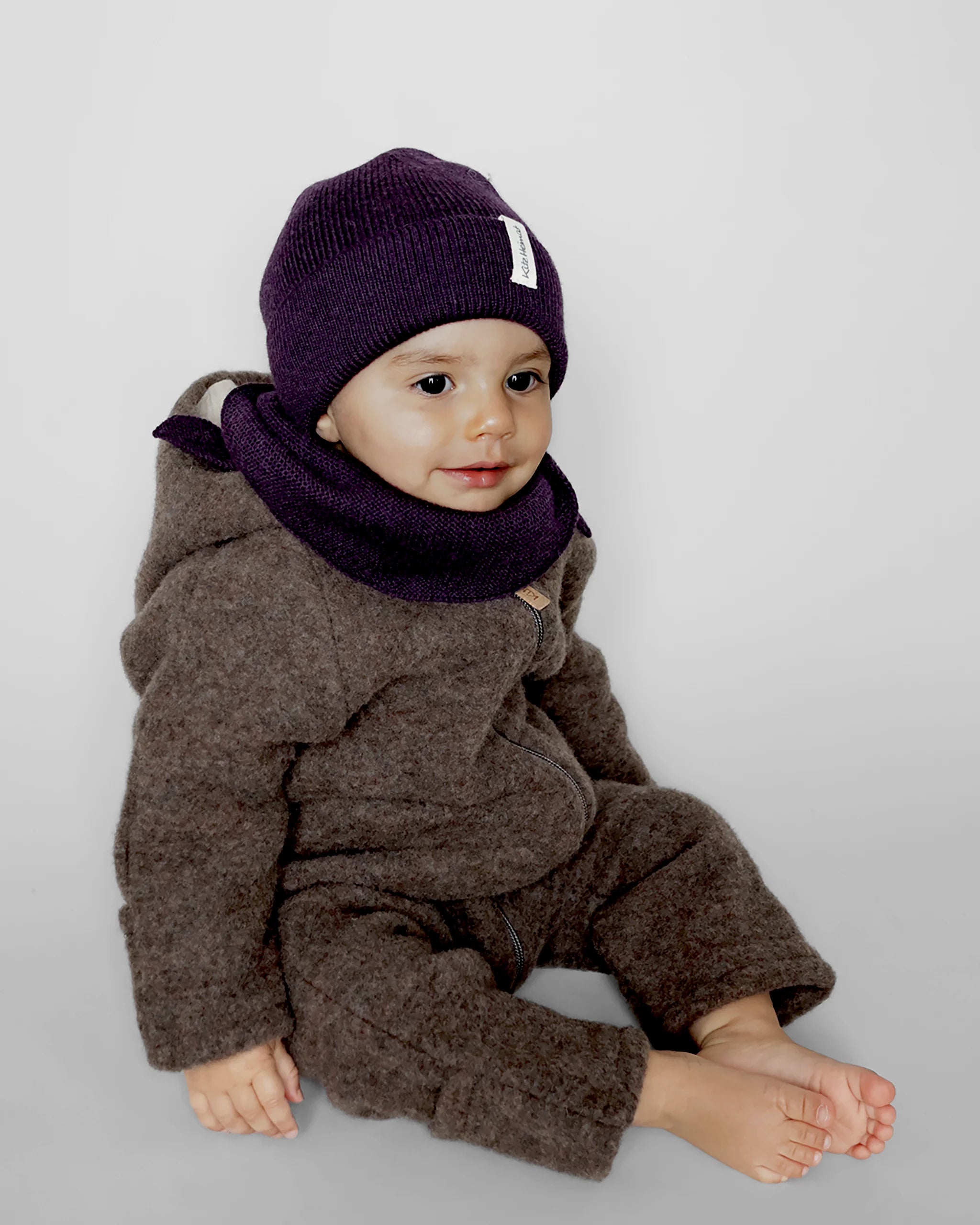 Merino Strick Beanie Kids - Plum