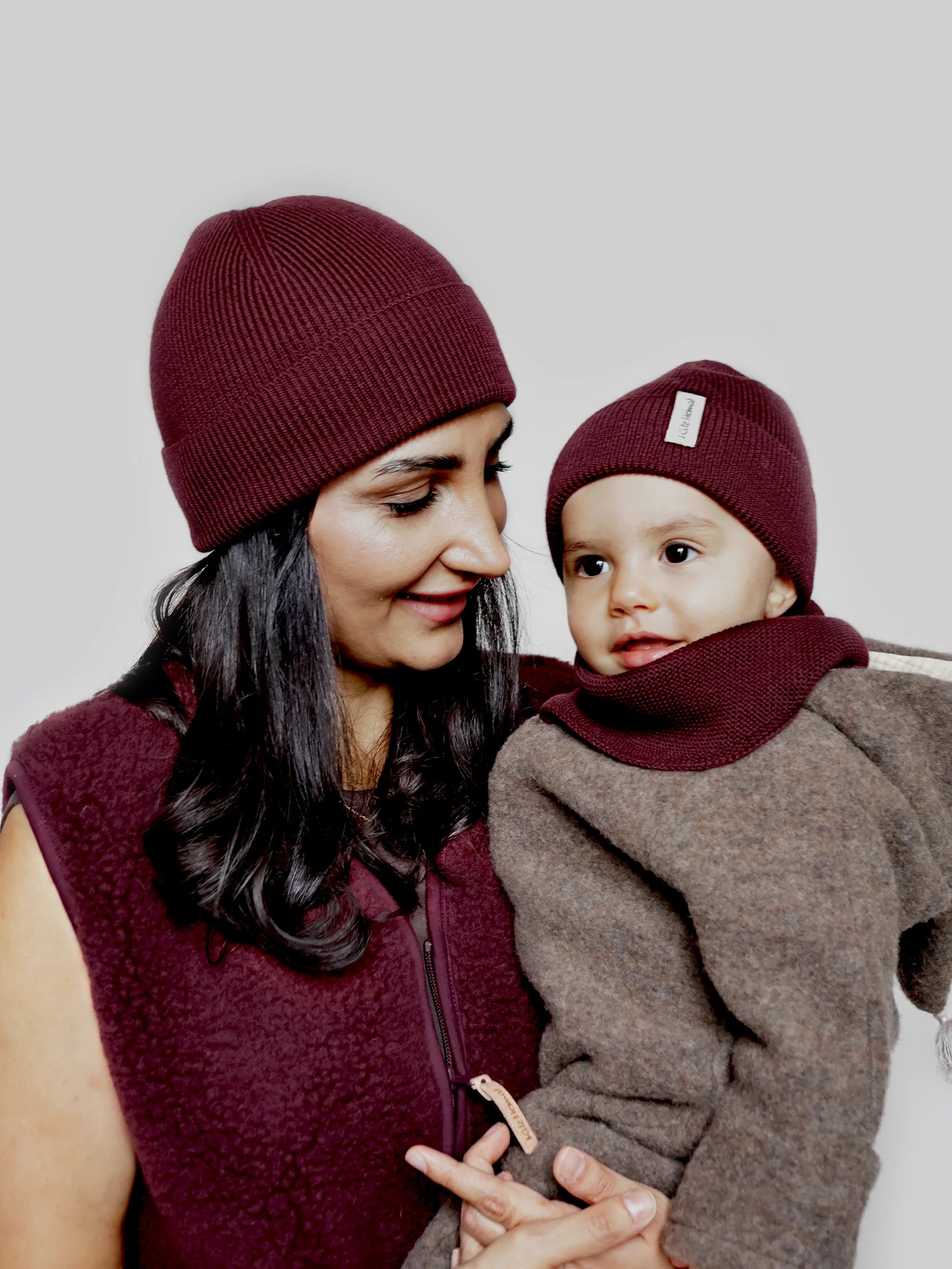 Merino Strick Beanie Kids - Burgundy