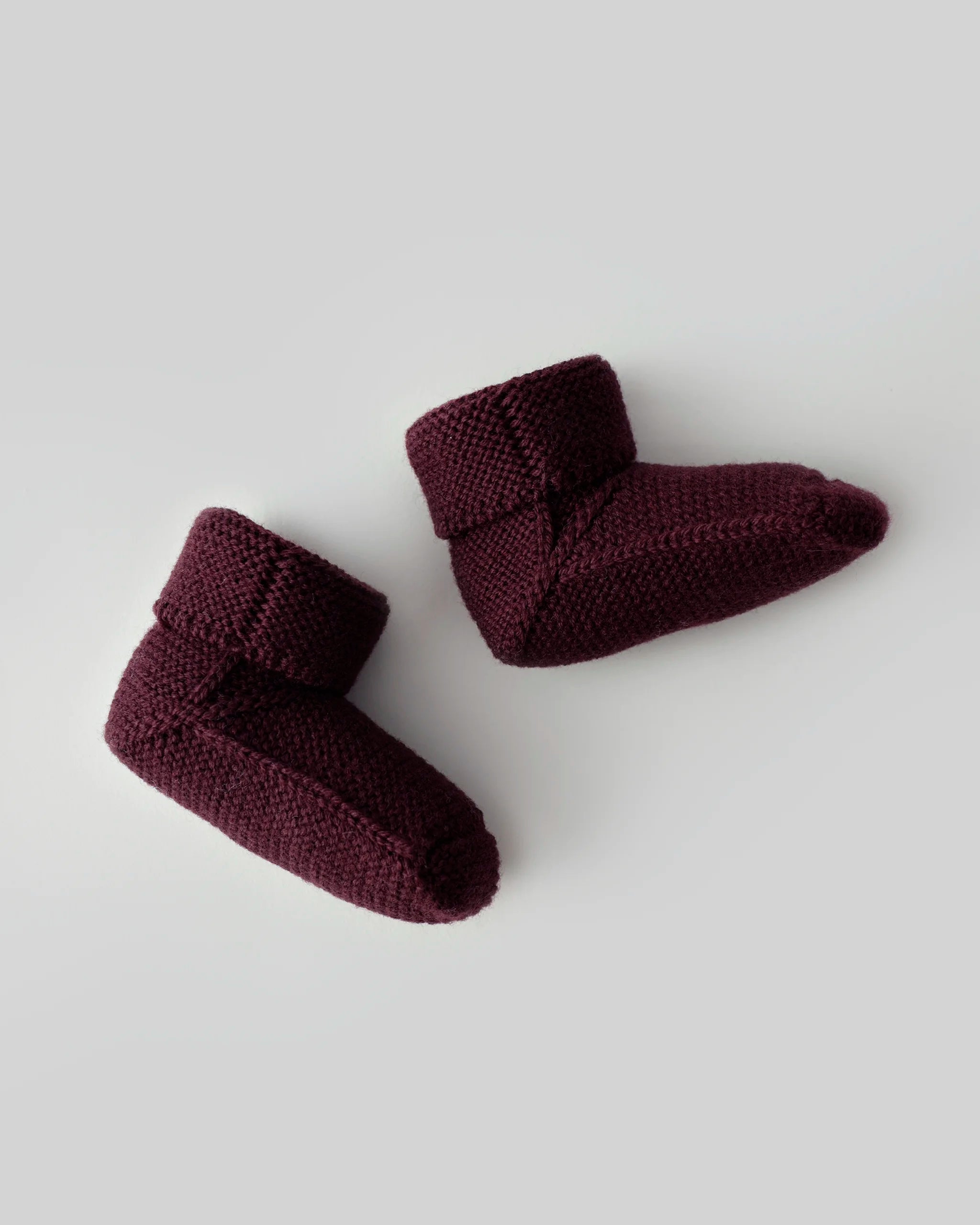 Merino Strickschühchen Baby - Burgundy