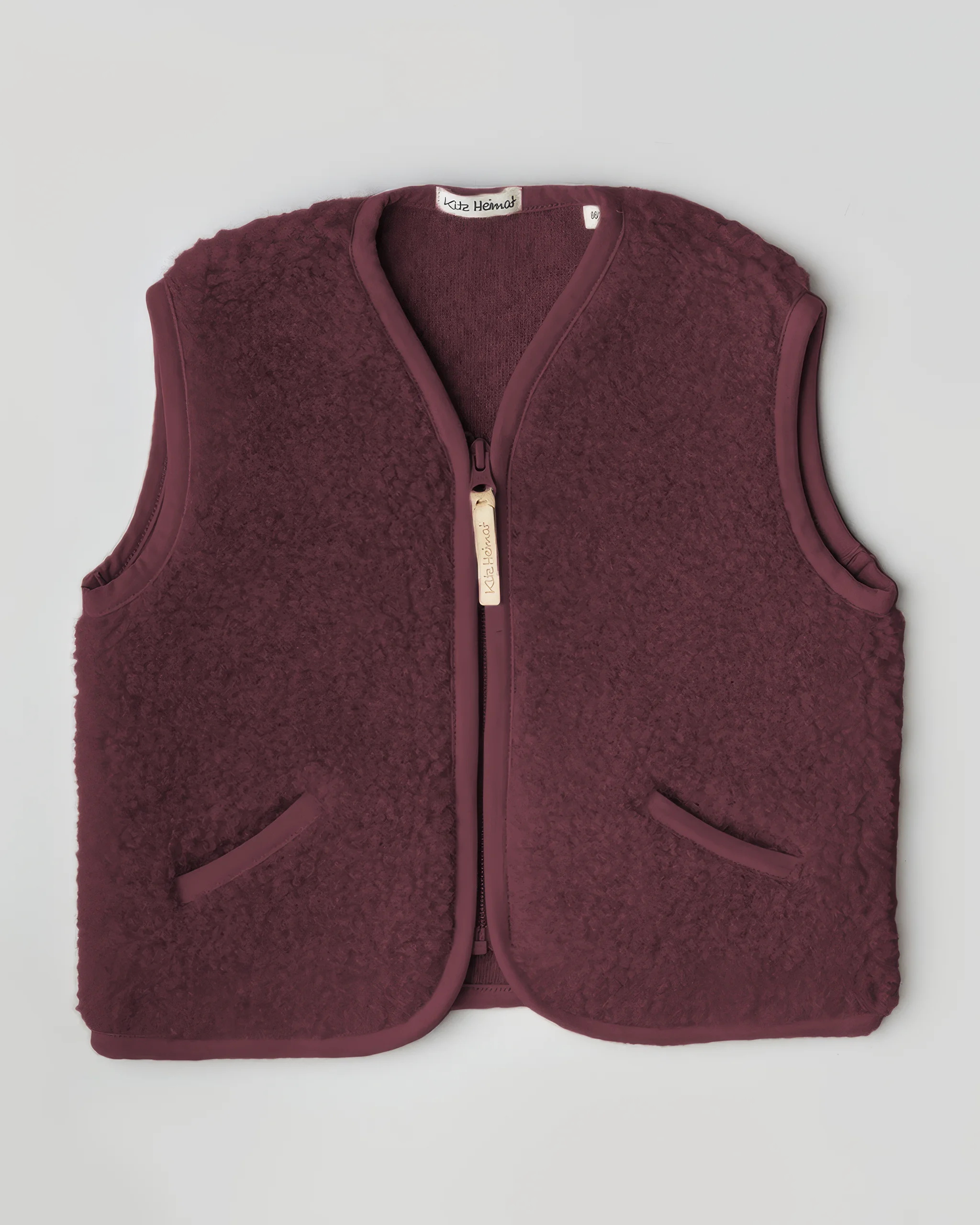 Damen Wollplüschweste - Burgundy/Burgundy