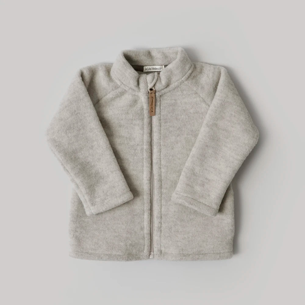 Jacke aus Bio-Wollfleece in Nude, Vorderansicht