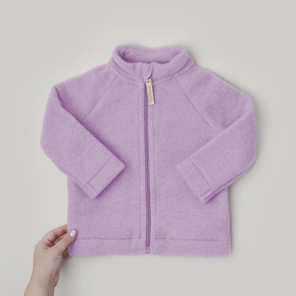 Jacke aus Bio-Wollfleece in Lavender, Vorderansicht