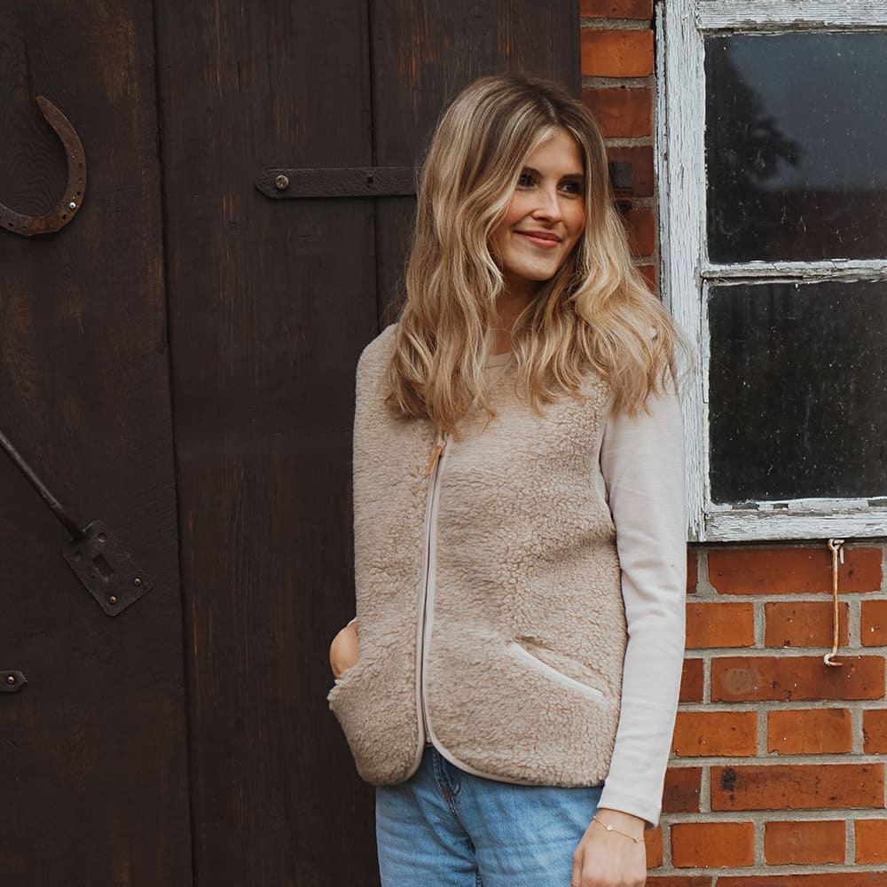 Damen Wollplüschweste - Beige