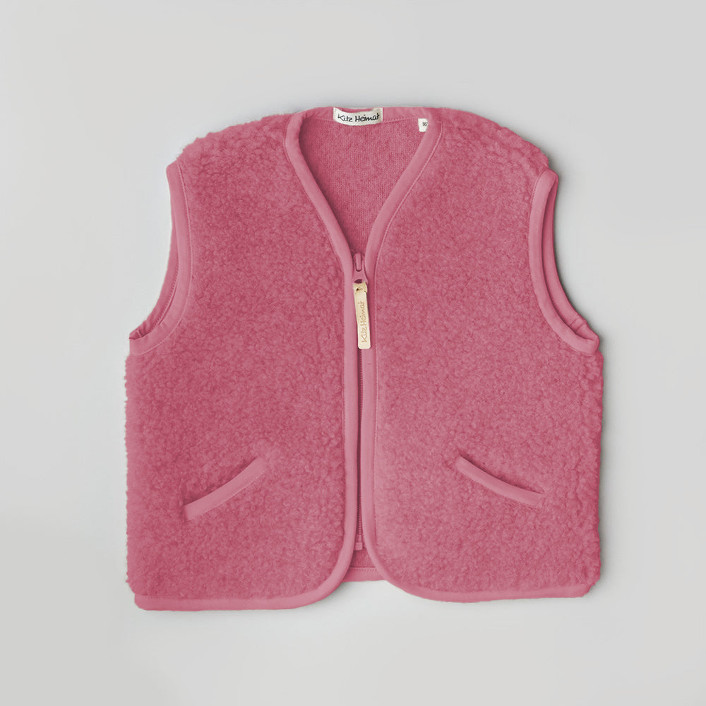 Wollplüschweste in Dusty Pink, Vorderansicht