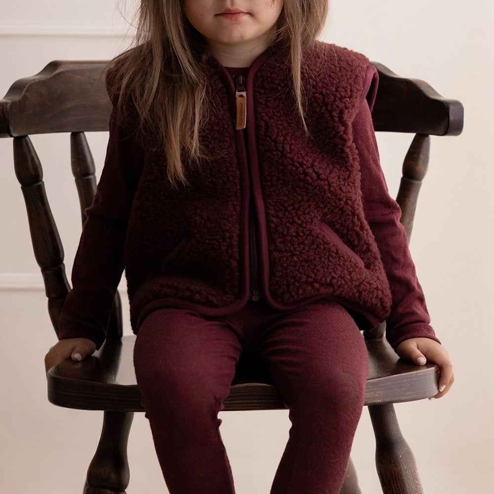 Wollplüschweste Burgundy/Burgundy