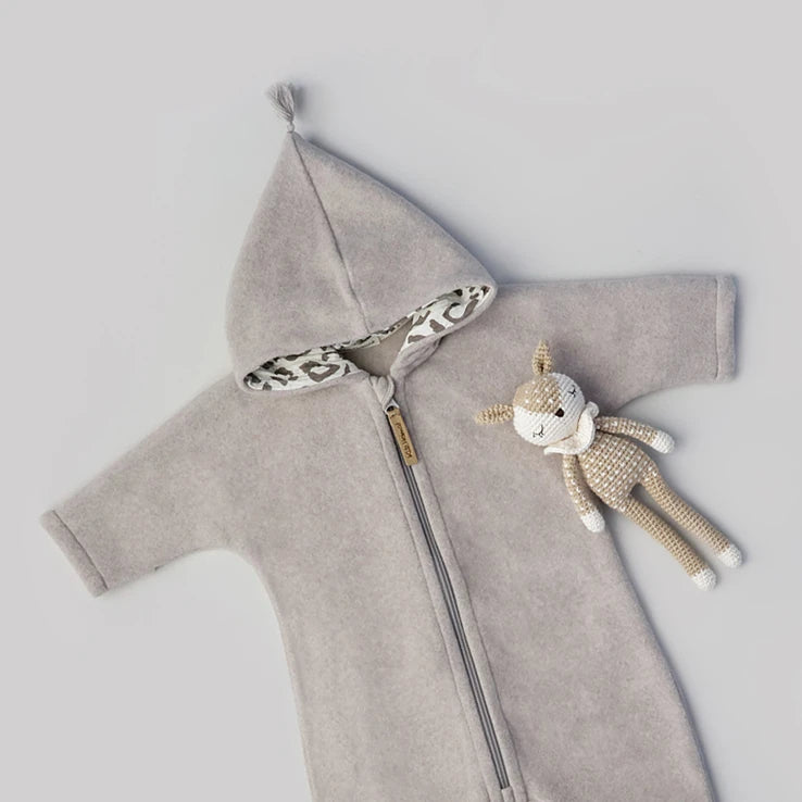 Overall - Beige/Leo aus Bio-Baumwollfleece