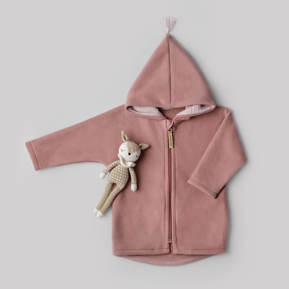 Jacke Dusty Rose/Light Rose aus Bio-Baumwollfleece