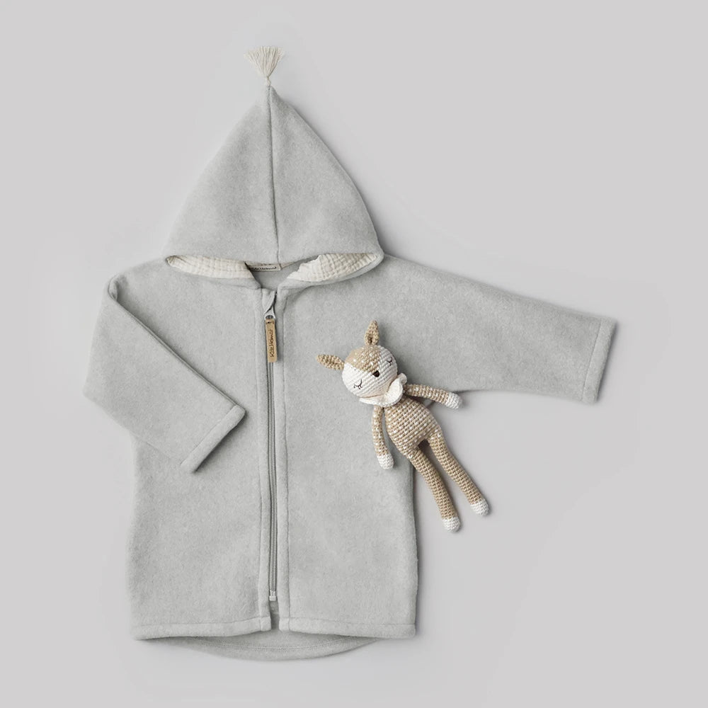 Jacke - Soft Grey/Milk aus Bio-Baumwollfleece