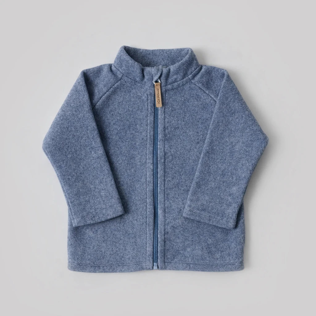 Jacke aus Bio-Baumwollfleece in Blue Sky, Vorderansicht