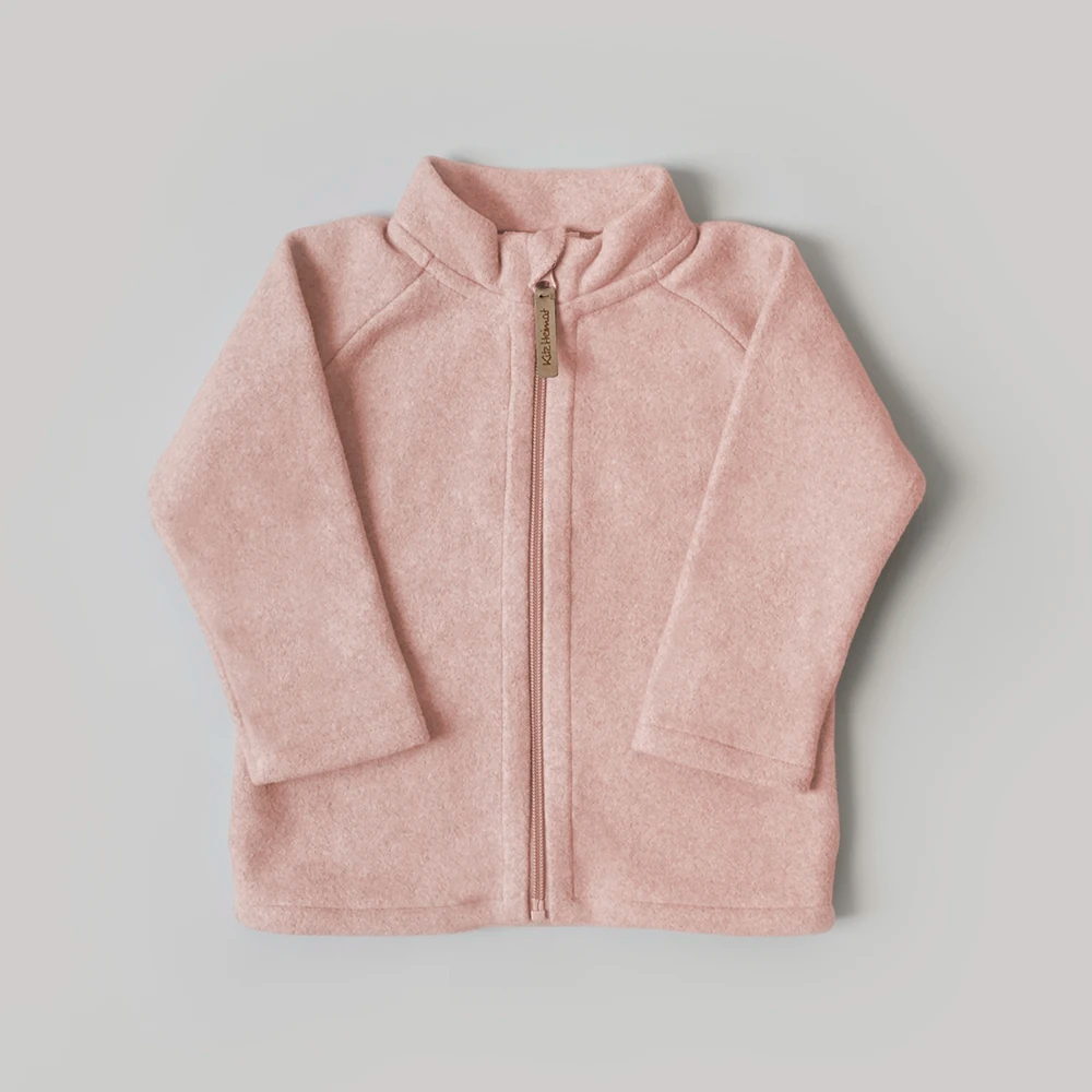 Jacke aus Bio-Baumwollfleece in Soft Rose, Vorderansicht