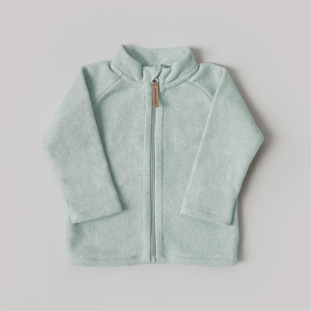 Jacke aus Bio-Baumwollfleece in Soft Mint, Vorderansicht