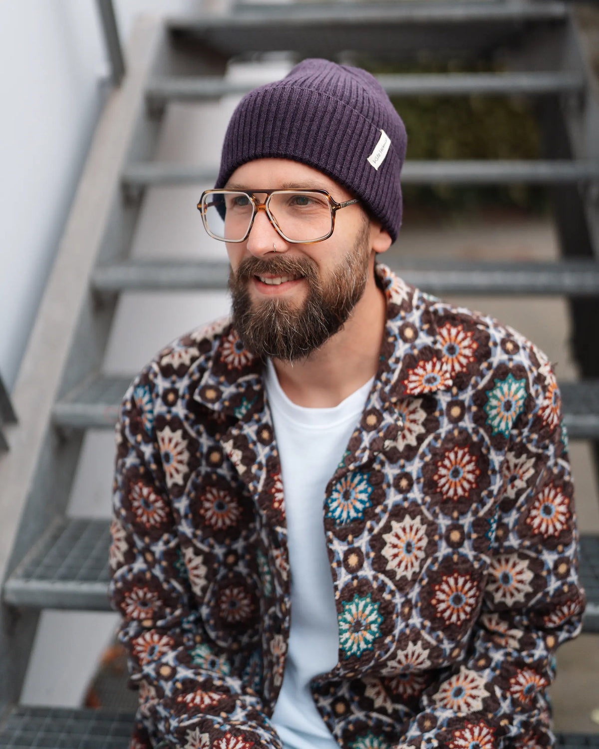 Merino Strick Beanie Adult - Plum