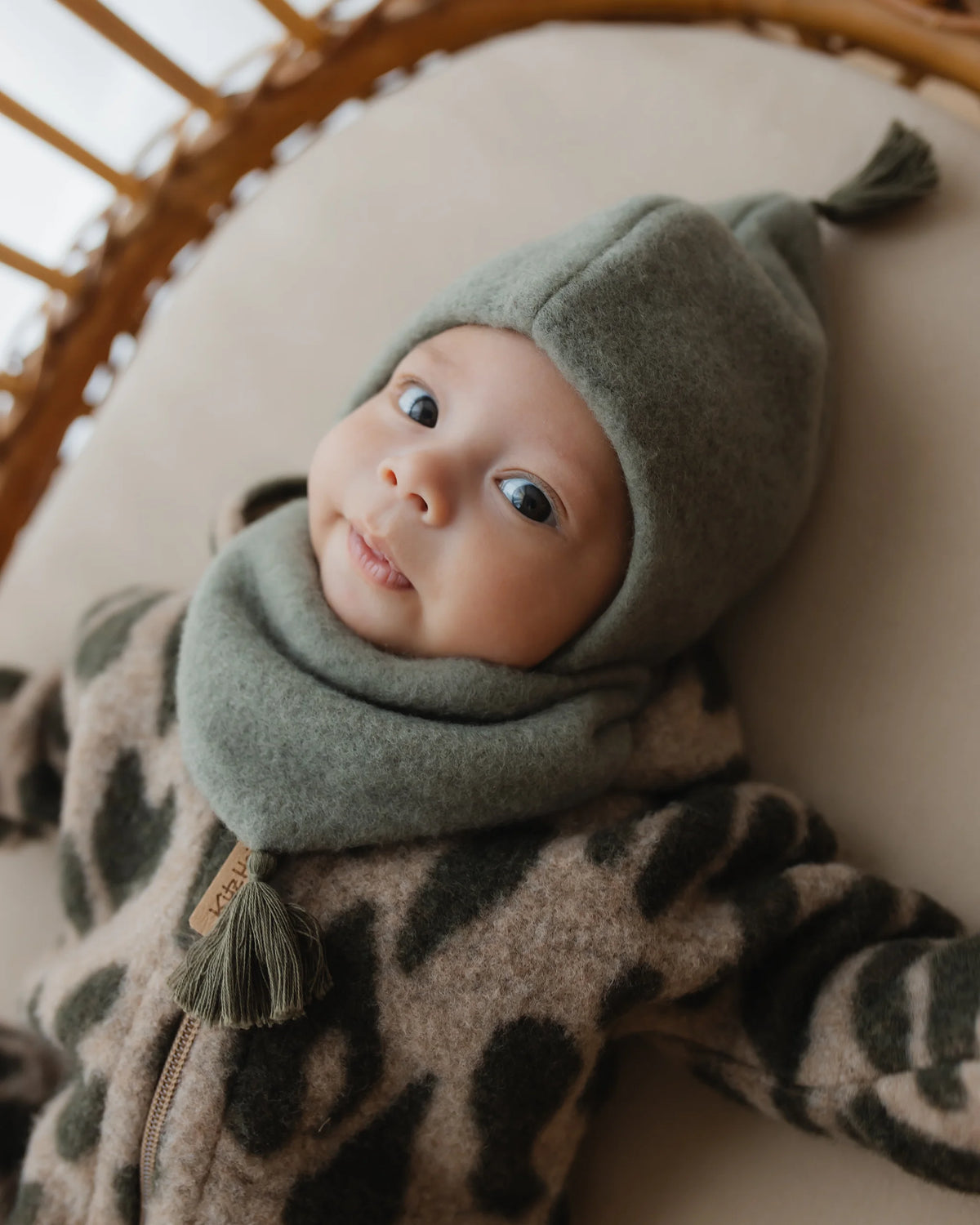 Wollfleece Babymütze - Frost Green/Green