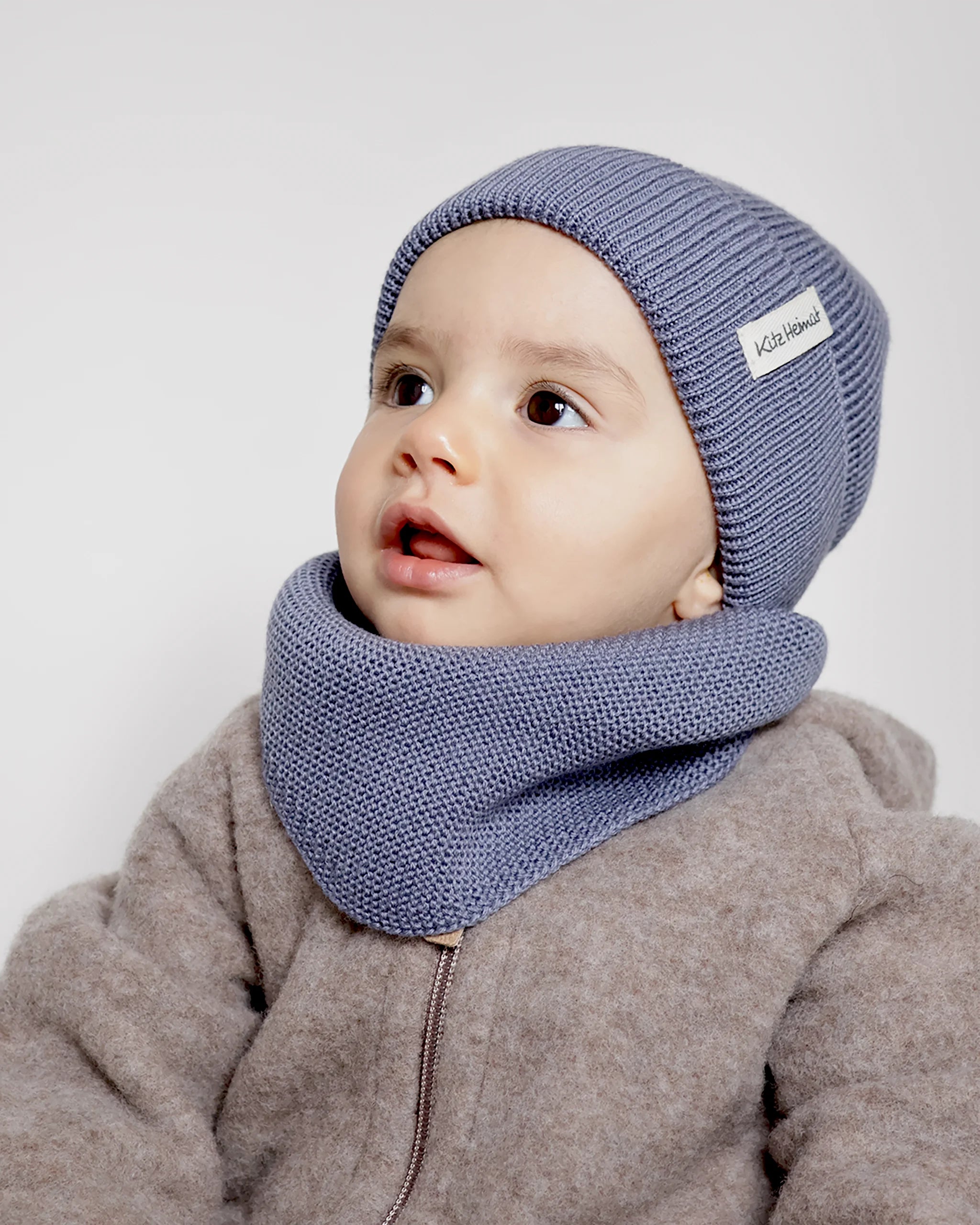 Merino Strick Beanie Kids - Cloudy Blue