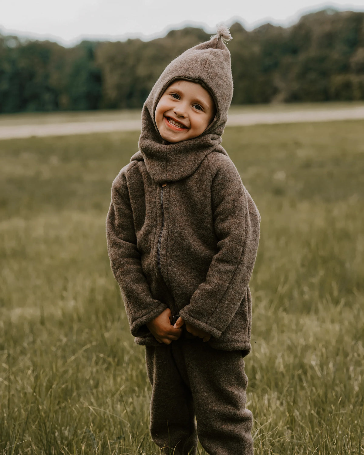 Wollfleece Schalmütze - Chocolate/Nude