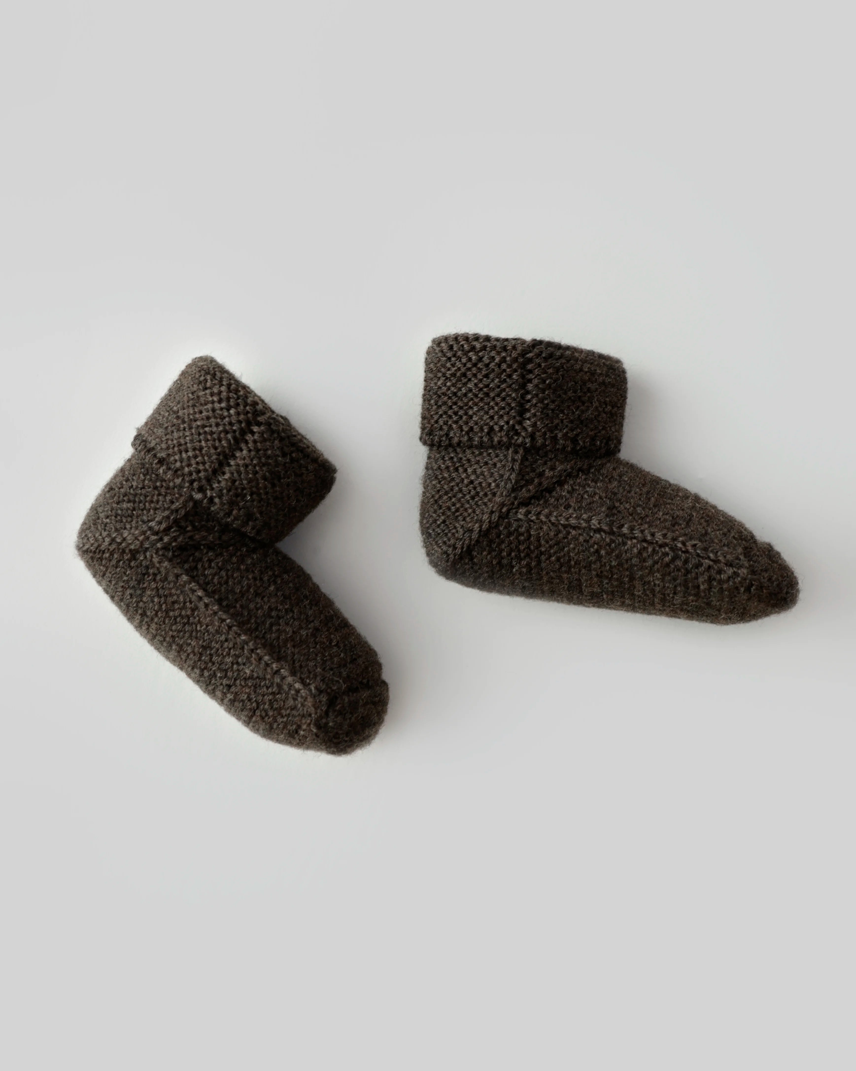 Merino Strickschühchen Baby - Coffee