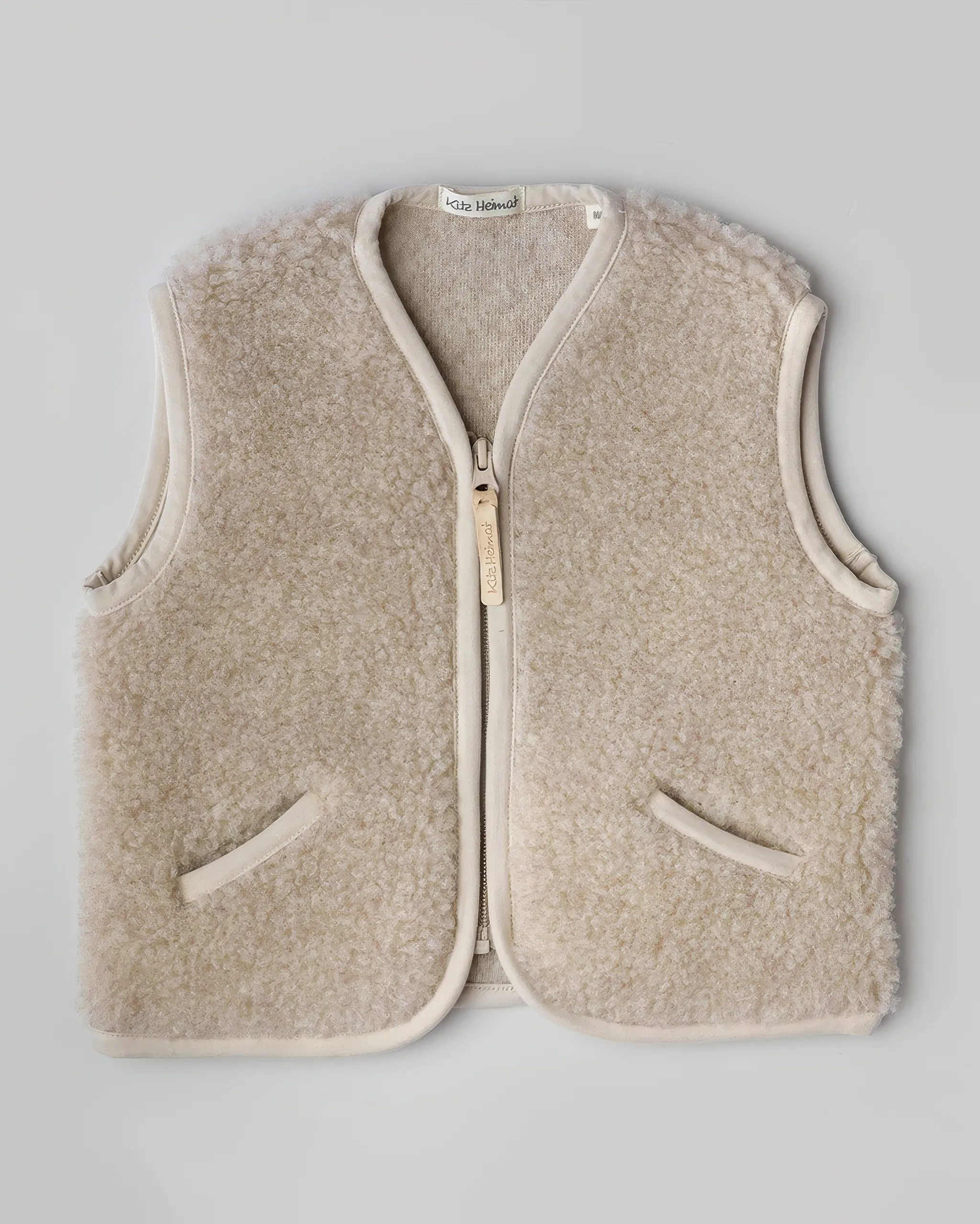 Damen Wollplüschweste - Beige