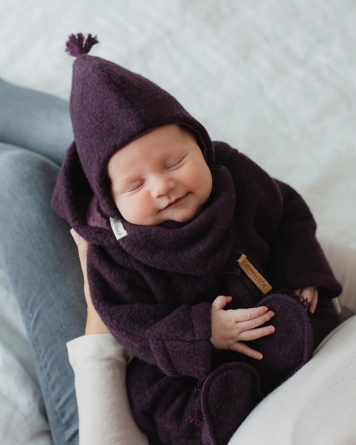 Wollfleece Babymütze - Plum/Light Plum