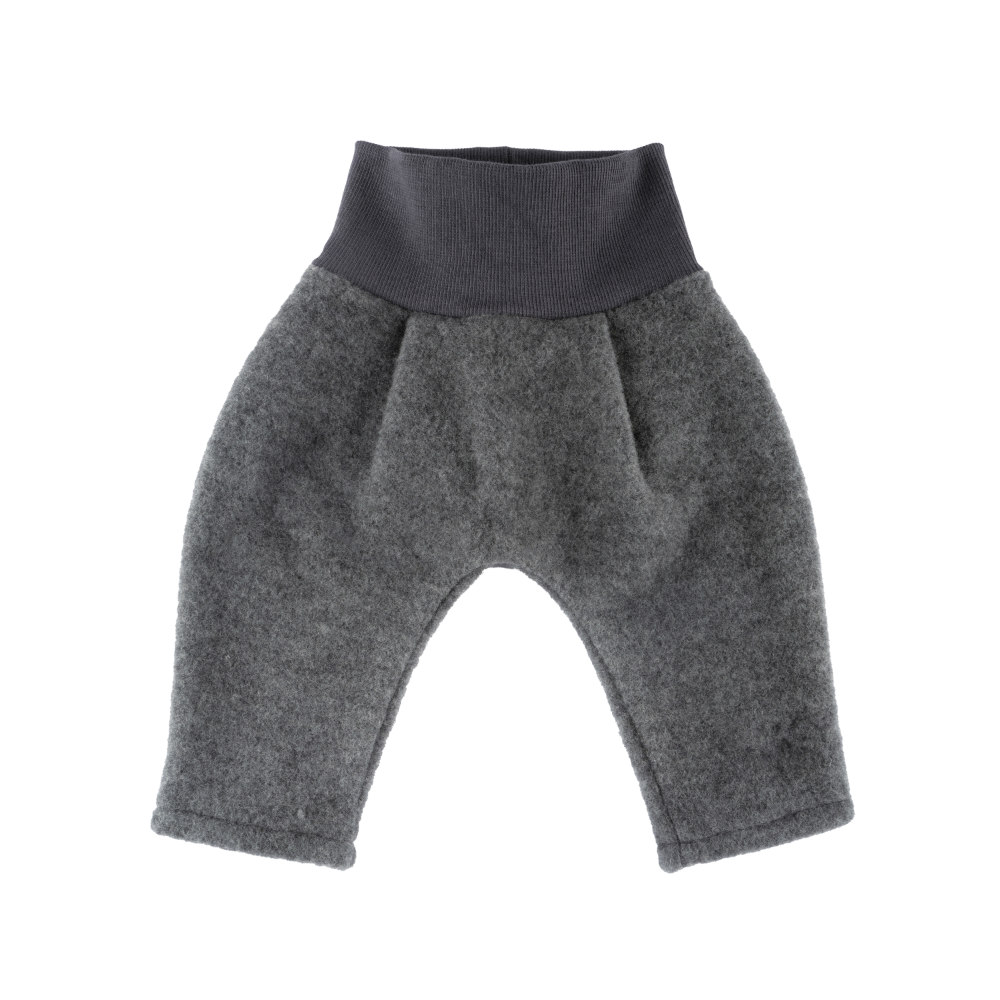 Baby Hose aus Merino-Bio-Fleece in Grey mit extra breitem Bündchen.
