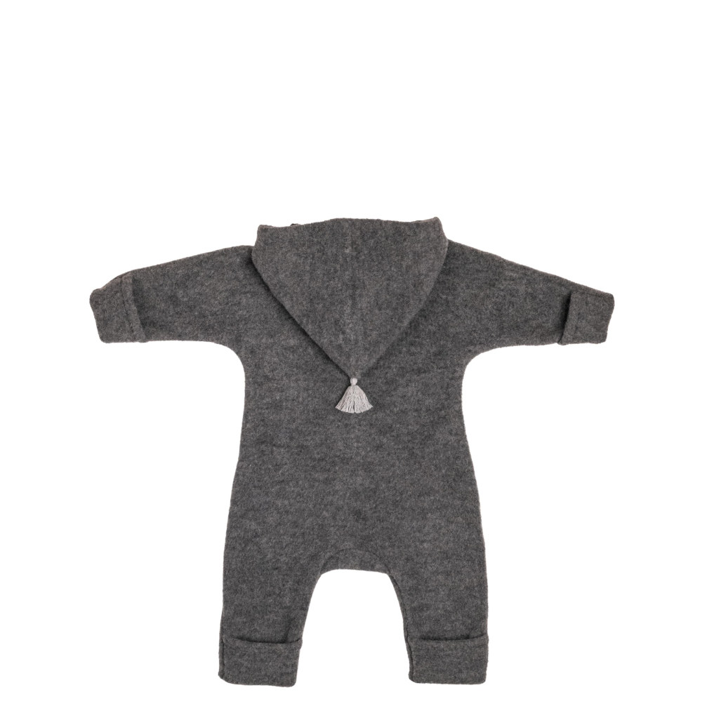 Rückansicht eines Merino Overalls von Kitz Heimat in Grey/Dark Grey für Babies und Kleinkinder.