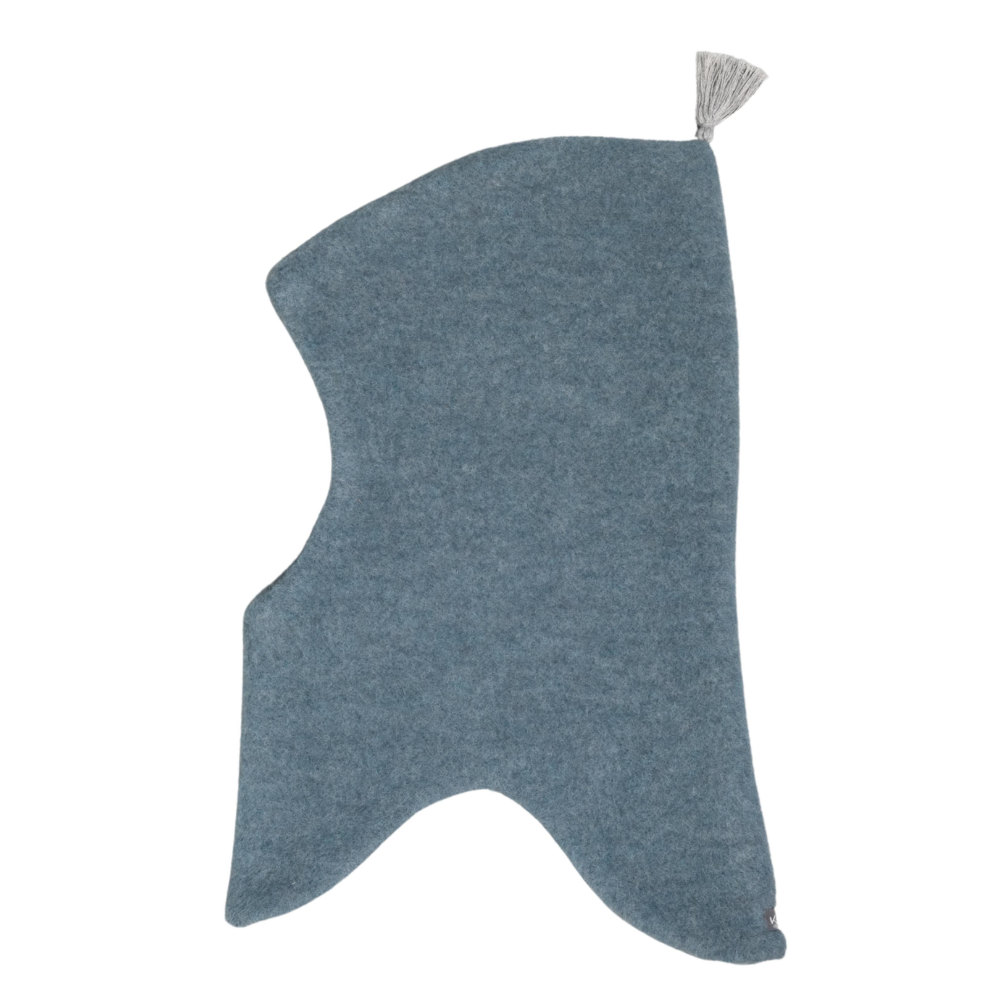 Schalmütze aus Merino-Schurwolle in Frosty Blue/Light Grey.