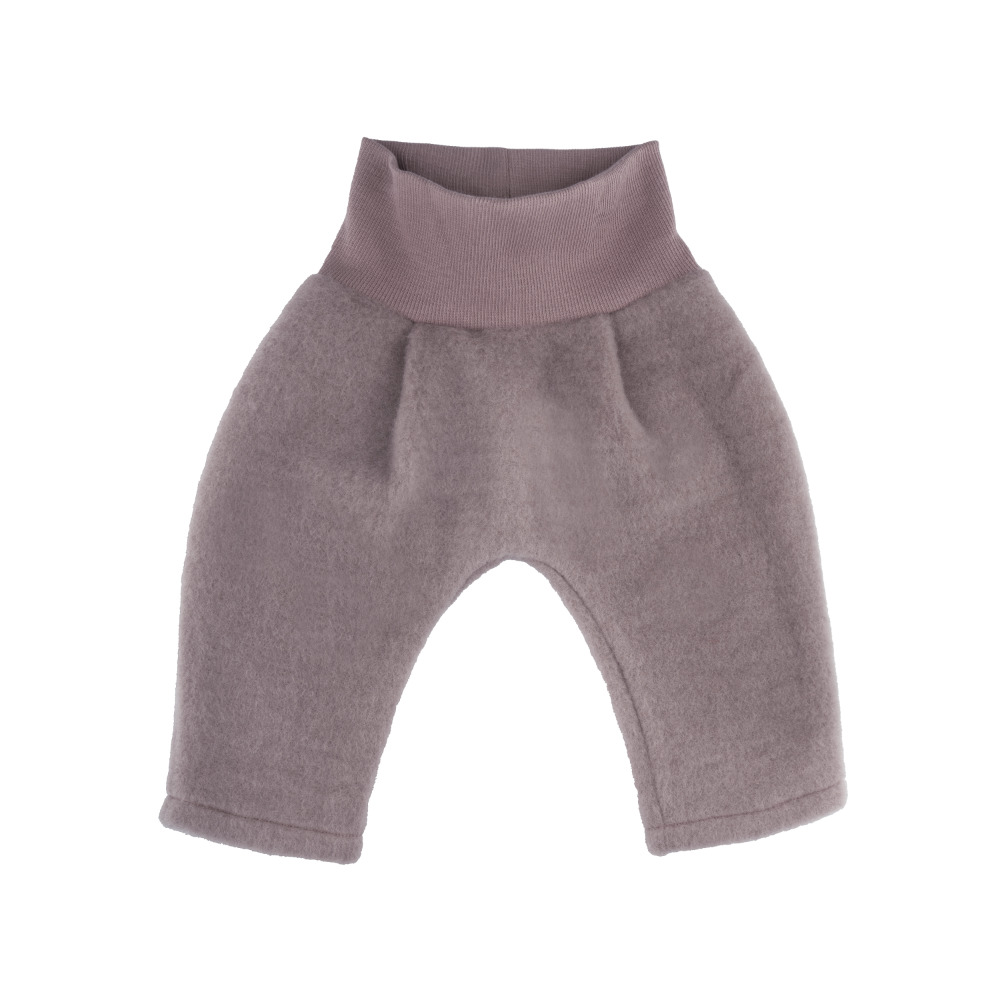 Baby Hose aus Merino-Bio-Fleece in Dusty Lilac mit extra breitem Bündchen.