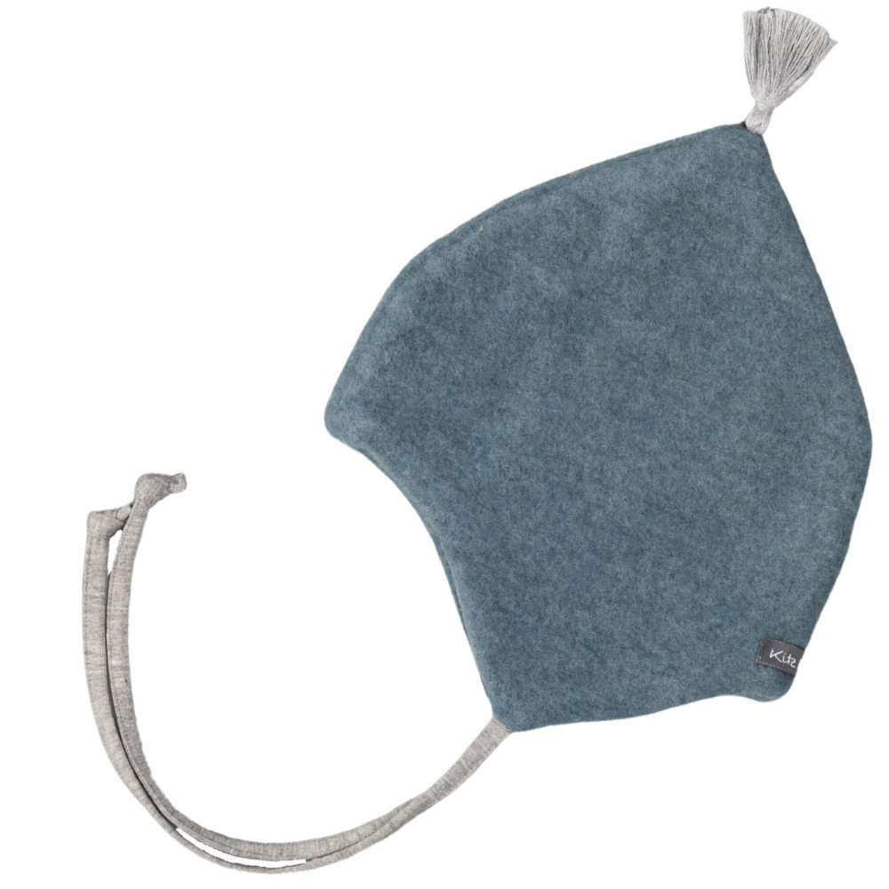 Babymütze aus Merino Schurwolle in Frosty Blue/Light Grey.
