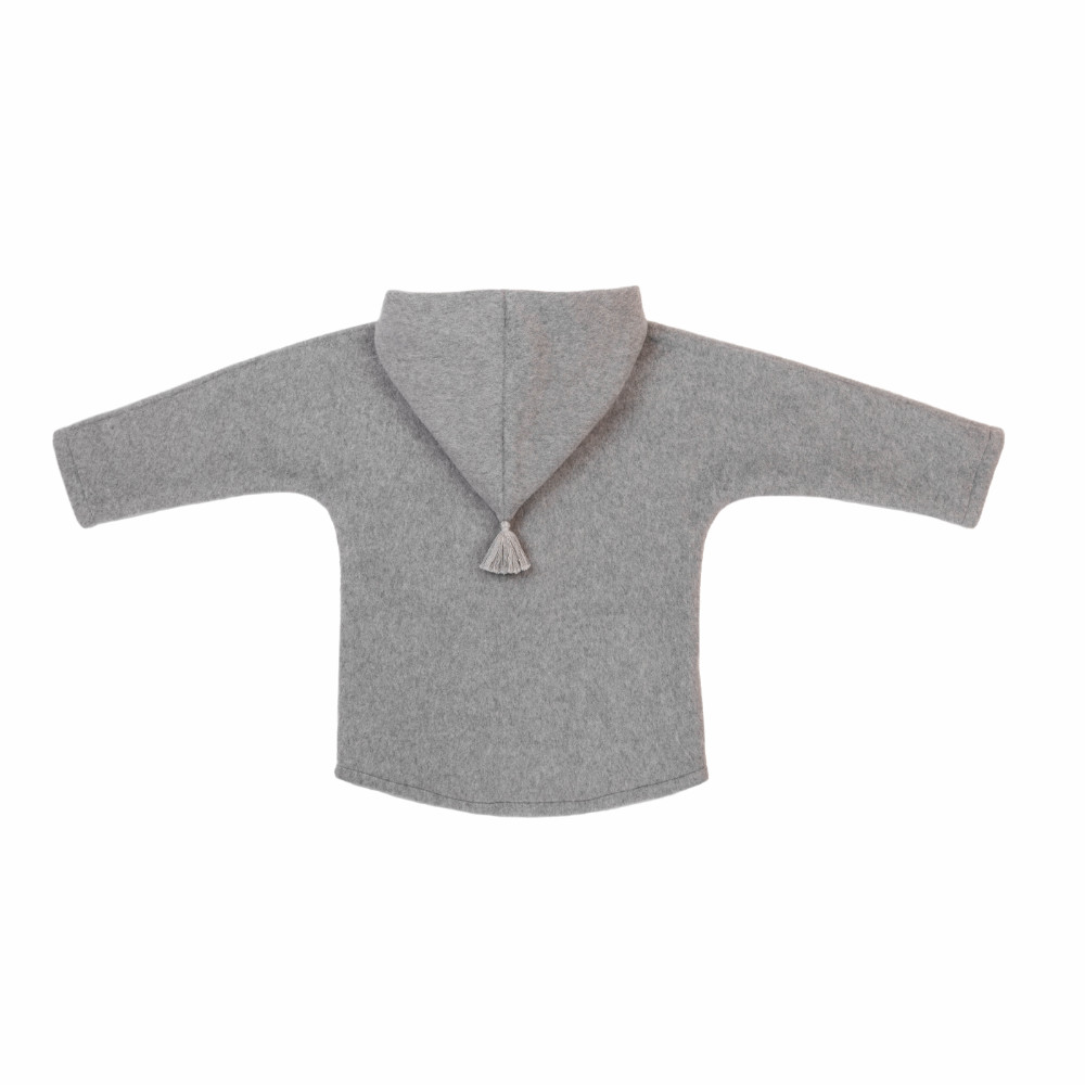 Rückansicht einer Baumwollfleece Jacke mit Kaputze von Kitz Heimat in Grey/Light Grey für Babies und Kinder.